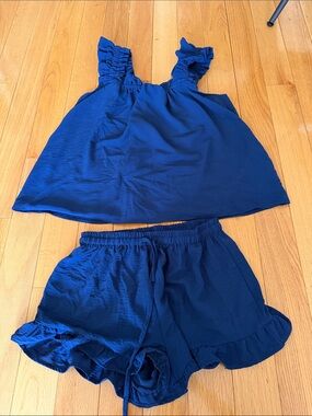 NWOT Amazon Women's Blue Ruffle Tank & Short Sleep Set